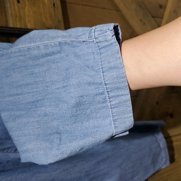 MADEWELL JUMPSUIT BLUE DENIM JEAN ROMPER SIZE 0 CASUAL PLEATS PUFFY SLEEVES - Picture 3 of 9